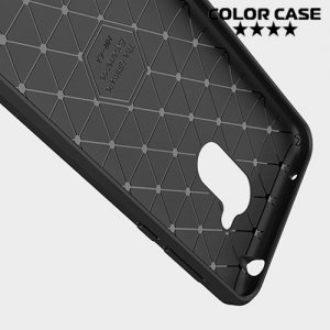Жесткий силиконовый чехол для Huawei Honor 6A с карбоновыми вставками - Черный