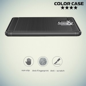Жесткий силиконовый чехол для Huawei Honor 6C с карбоновыми вставками - Черный