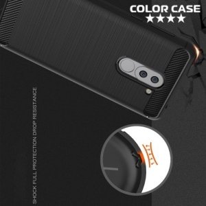 Жесткий силиконовый чехол для Huawei Honor 6x с карбоновыми вставками - Черный