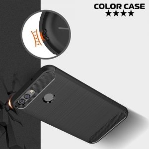 Жесткий силиконовый чехол для Huawei nova 2 Plus с карбоновыми вставками - Черный
