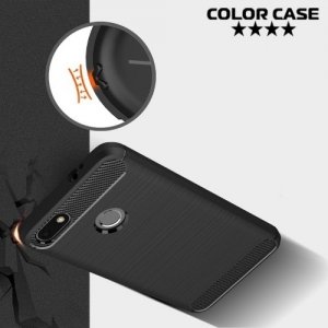 Жесткий силиконовый чехол для Huawei Nova lite 2017 с карбоновыми вставками - Черный
