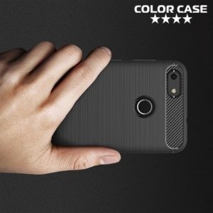 Жесткий силиконовый чехол для Huawei Nova lite 2017 с карбоновыми вставками - Черный