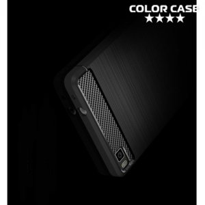 Жесткий силиконовый чехол для Huawei P8 с карбоновыми вставками - Черный