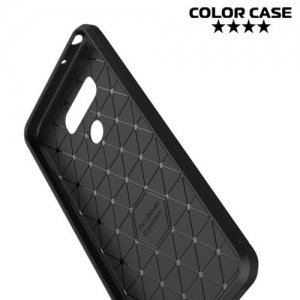 Жесткий силиконовый чехол для LG G6 H870DS с карбоновыми вставками - Черный