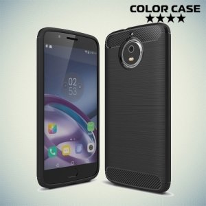 Жесткий силиконовый чехол для Motorola Moto G5S с карбоновыми вставками - Черный