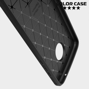 Жесткий силиконовый чехол для Motorola Moto Z2 Play с карбоновыми вставками - Черный