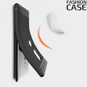 Жесткий силиконовый чехол для Sony Xperia XZ2 с карбоновыми вставками - Черный