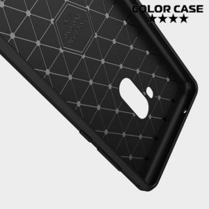 Жесткий силиконовый чехол для Xiaomi Mi Mix 2 с карбоновыми вставками - Черный