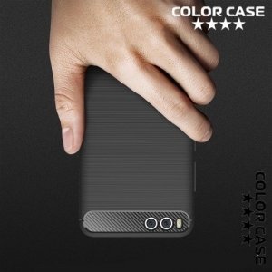 Жесткий силиконовый чехол для Xiaomi Mi Note 3 с карбоновыми вставками - Черный