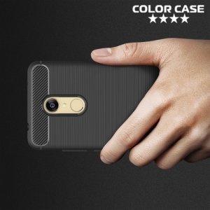 Жесткий силиконовый чехол для Xiaomi Redmi 5 с карбоновыми вставками - Черный