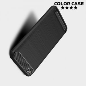 Жесткий силиконовый чехол для Xiaomi Redmi 5a с карбоновыми вставками - Черный