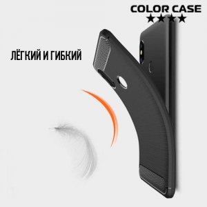 Жесткий силиконовый чехол для Xiaomi Redmi Note 5 / 5 Pro с карбоновыми вставками - Черный
