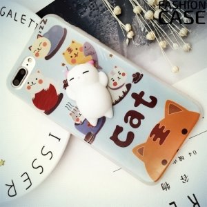 3D силиконовый чехол антистресс для iPhone 8 Plus / 7 Plus - Белый котик